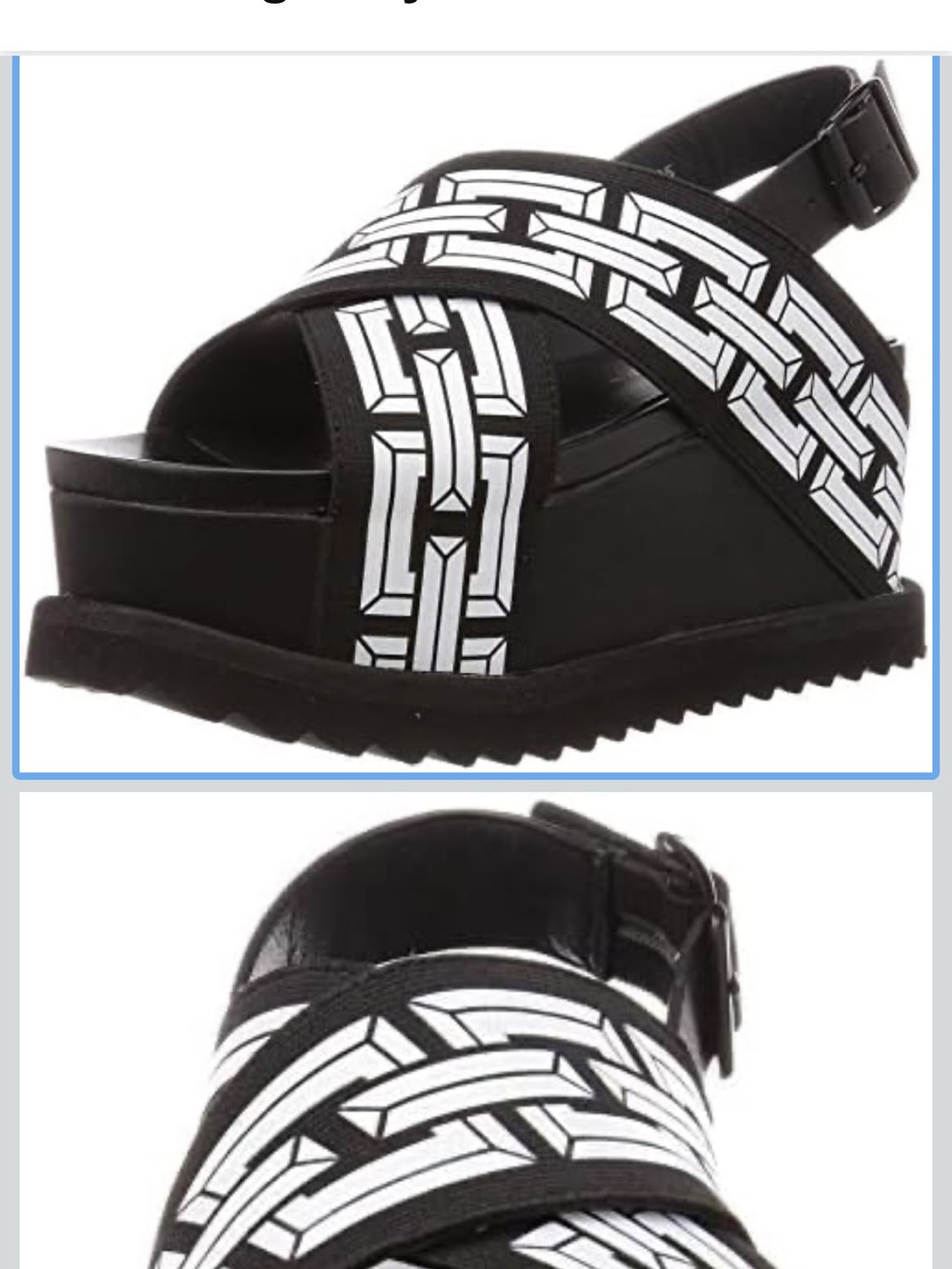 United Nude Black Platform Sandals with White Chain-Print Straps - Picture 3 of 17
